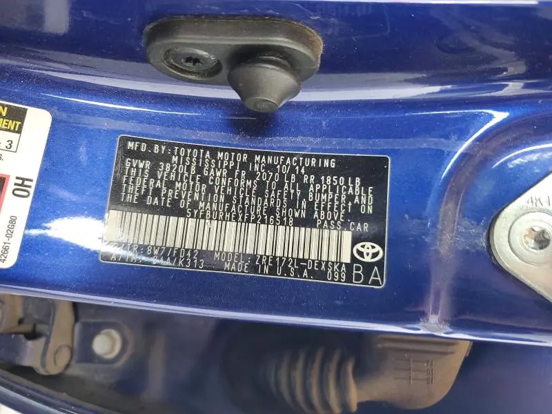 2015 TOYOTA COROLLA S PLUS  