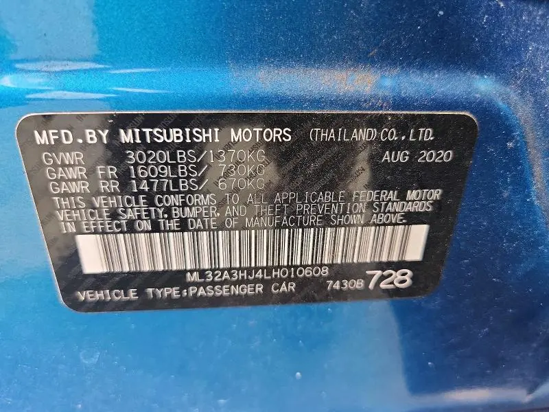 2020 MITSUBISHI MIRAGE ES  