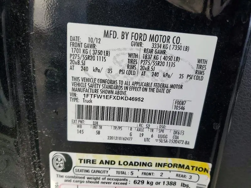 2013 FORD F150 SUPERCREW  