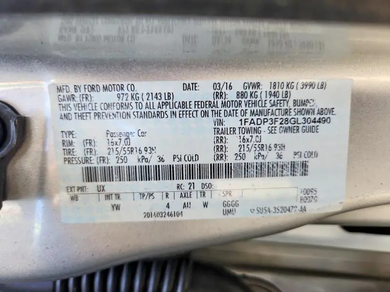 2016 FORD FOCUS SE  