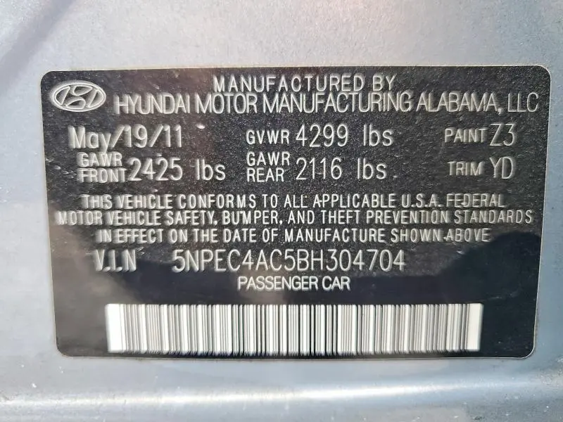 2011 HYUNDAI SONATA SE  