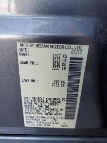 2017 NISSAN ALTIMA 2.5  