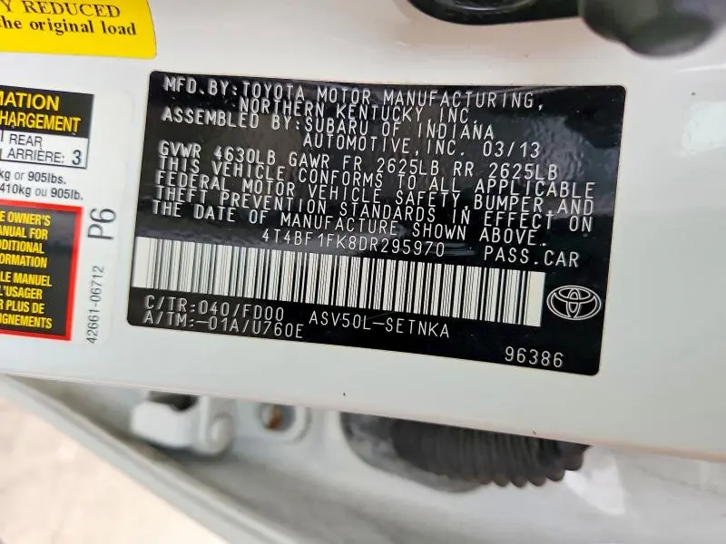 2013 TOYOTA CAMRY LE  