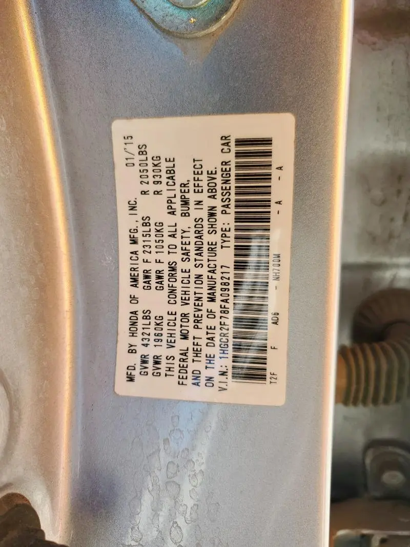 2015 HONDA ACCORD EX  