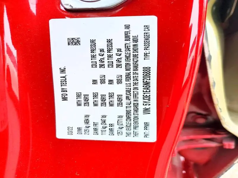 2022 TESLA MODEL 3   