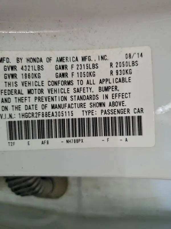 2014 HONDA ACCORD EXL  