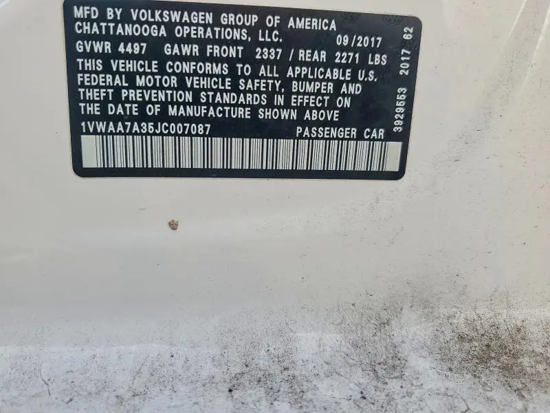 2018 VOLKSWAGEN PASSAT S  