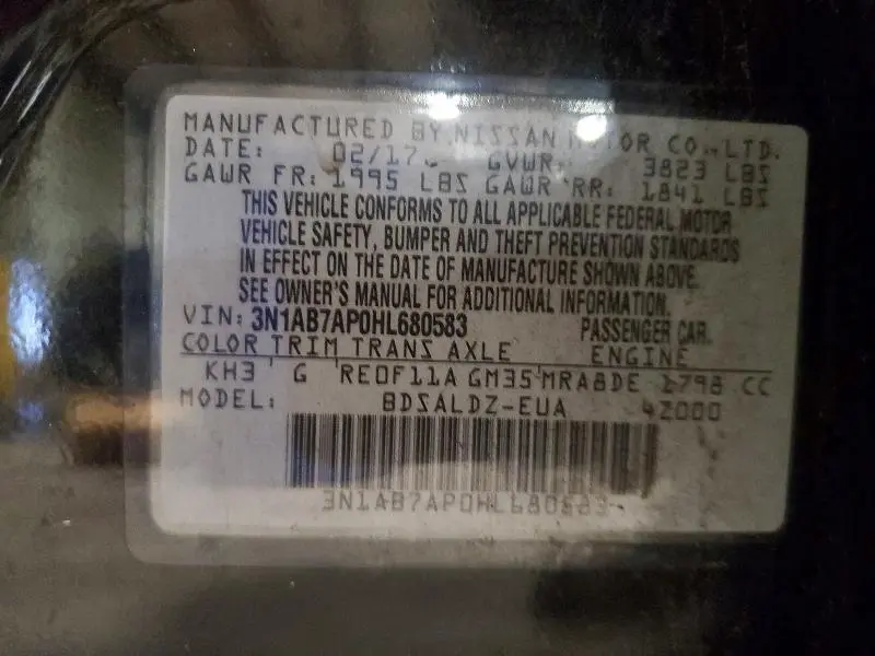 2017 NISSAN SENTRA SV  