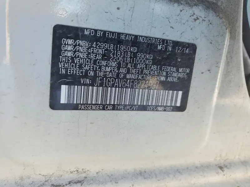 2015 SUBARU IMPREZA SPORT LIMITED  