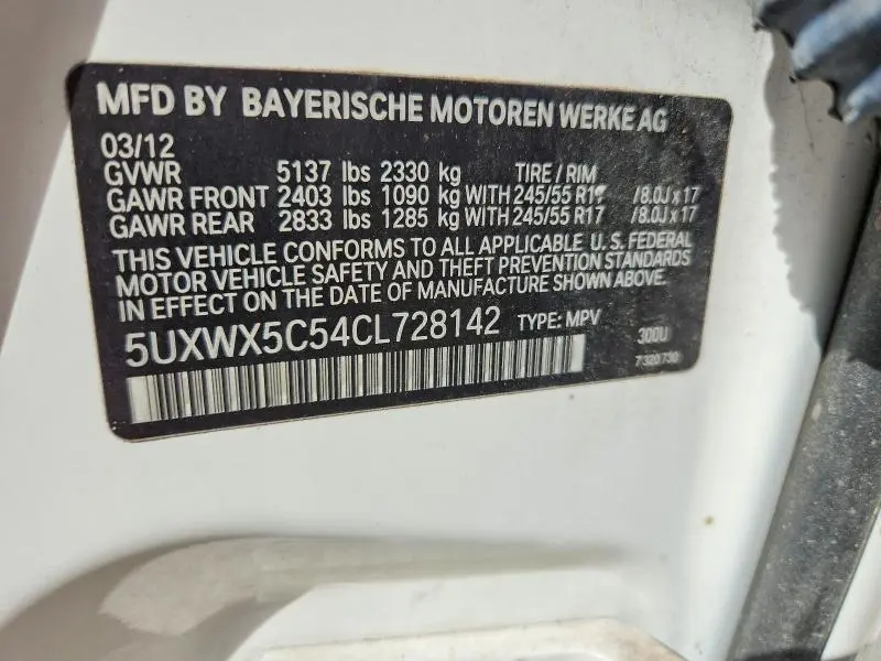 2012 BMW X3 XDRIVE28I  
