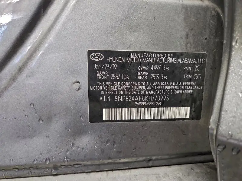 2019 HYUNDAI SONATA SE  