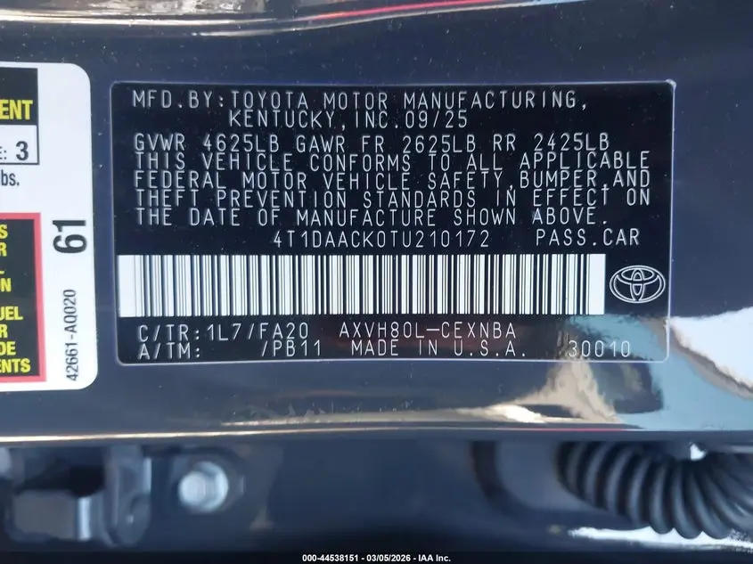 2026 TOYOTA CAMRY LE