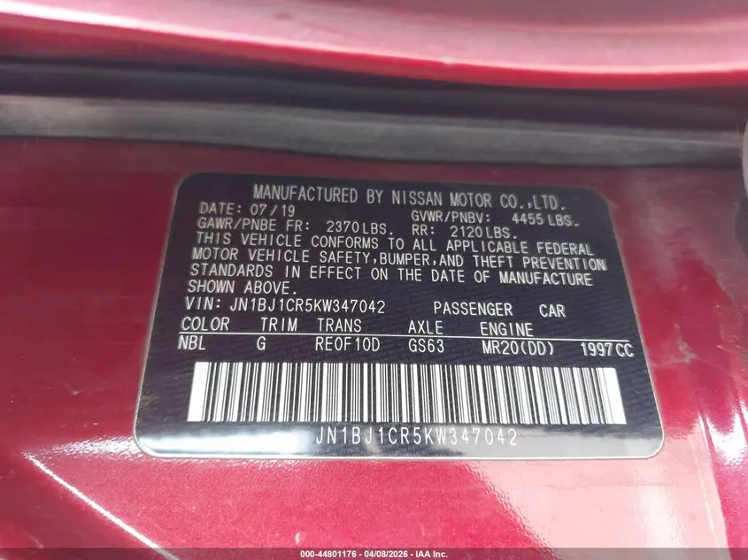 2019 NISSAN ROGUE SPORT SV