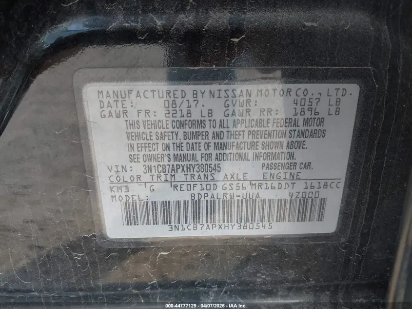 2017 NISSAN SENTRA SR TURBO