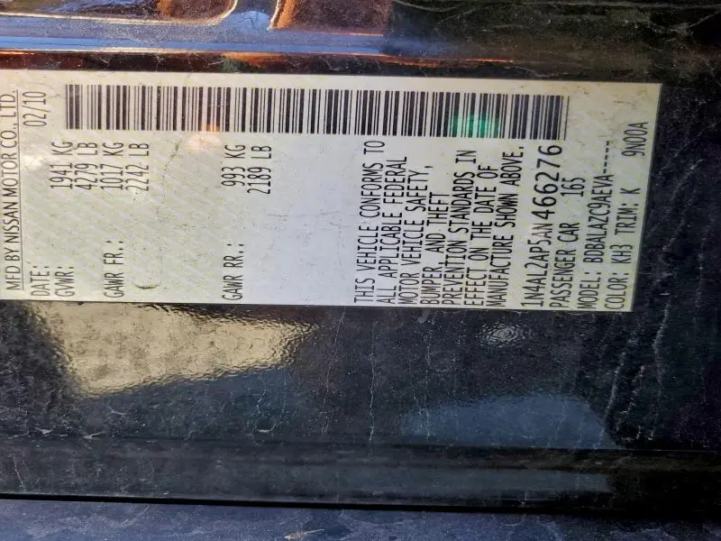 2010 NISSAN ALTIMA BASE  