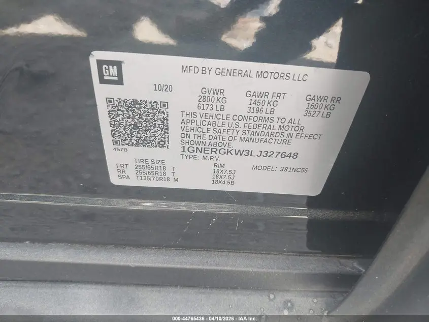 2020 CHEVROLET TRAVERSE FWD LT CLOTH