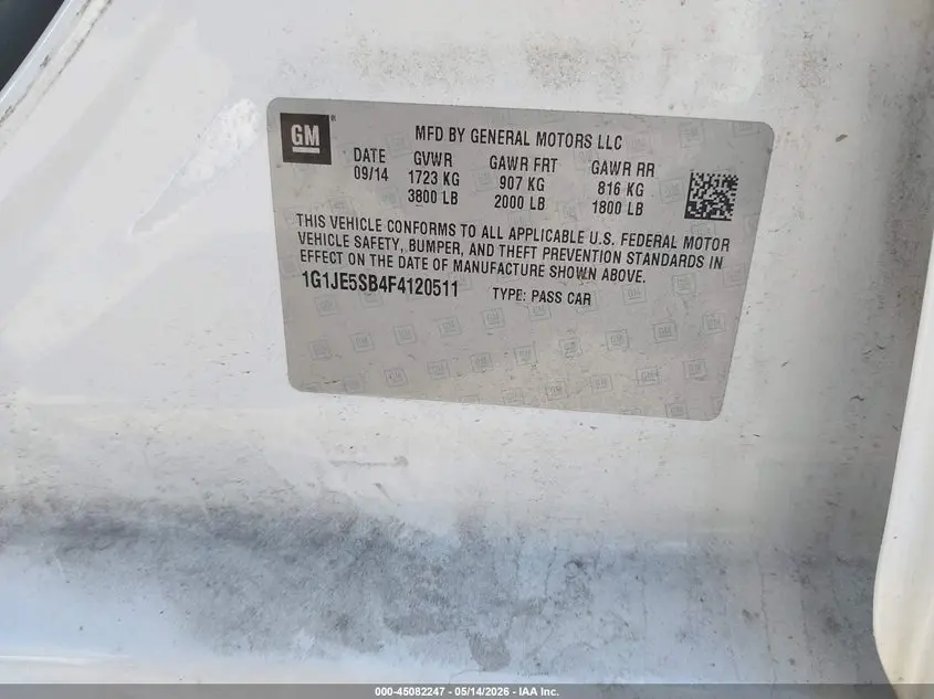 2015 CHEVROLET SONIC LTZ AUTO