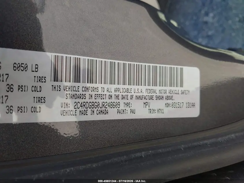 2018 DODGE GRAND CARAVAN SE