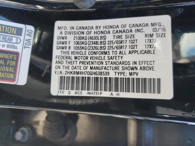2016 HONDA CR-V EXL  