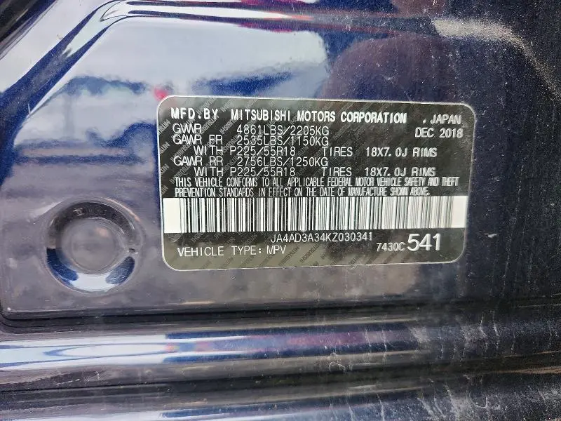 2019 MITSUBISHI OUTLANDER SE  