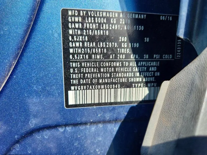 2017 VOLKSWAGEN TIGUAN S  