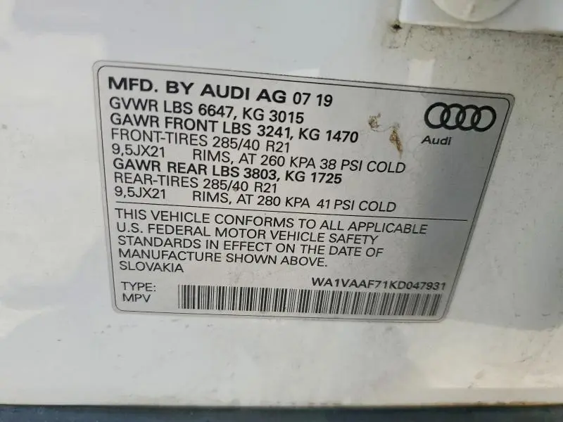 2019 AUDI Q7 PRESTIGE  