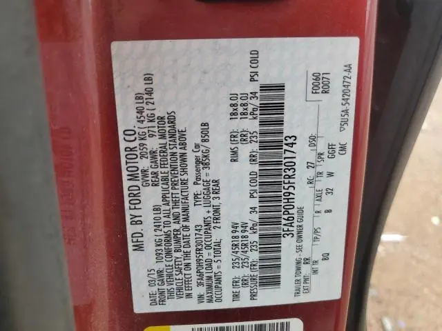 2015 FORD FUSION SE  
