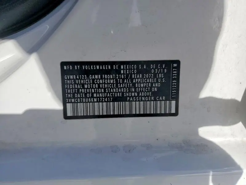 2019 VOLKSWAGEN JETTA S  