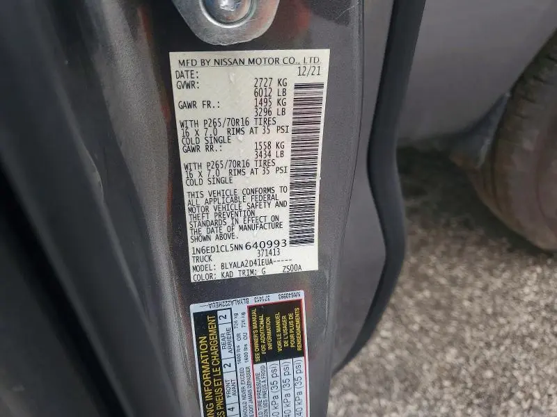 2022 NISSAN FRONTIER S  