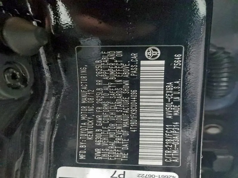 2012 TOYOTA CAMRY HYBRID  