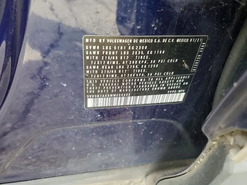 2021 VOLKSWAGEN TIGUAN SE  