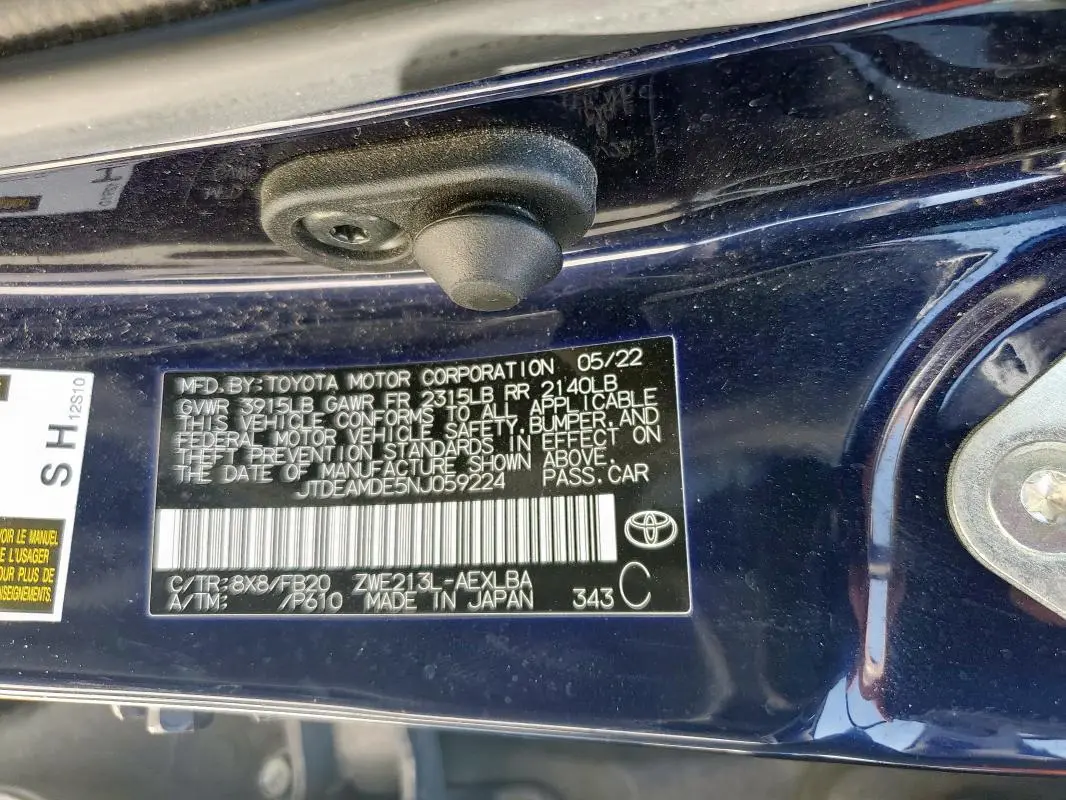 2022 TOYOTA COROLLA LE  