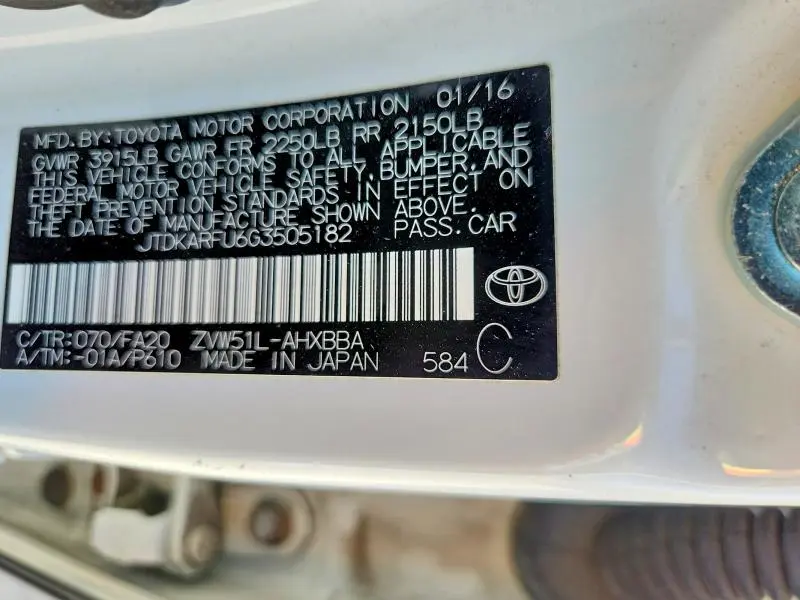 2016 TOYOTA PRIUS TWO ECO  
