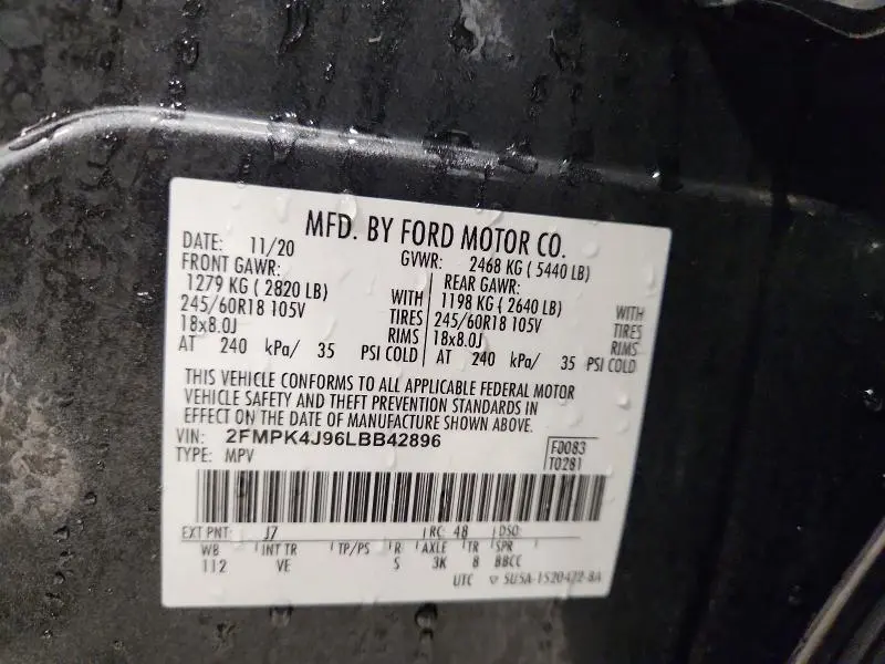2020 FORD EDGE SEL  