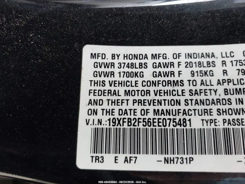 2014 HONDA CIVIC LX