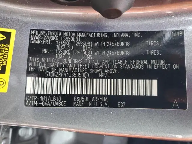 2018 TOYOTA HIGHLANDER SE  