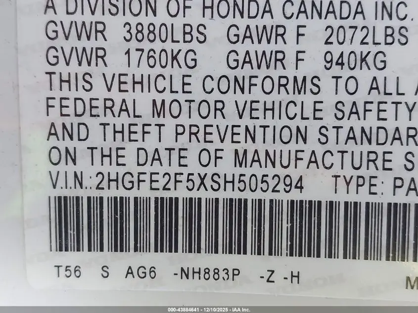 2025 HONDA CIVIC SPORT