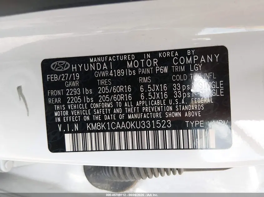2019 HYUNDAI KONA SE