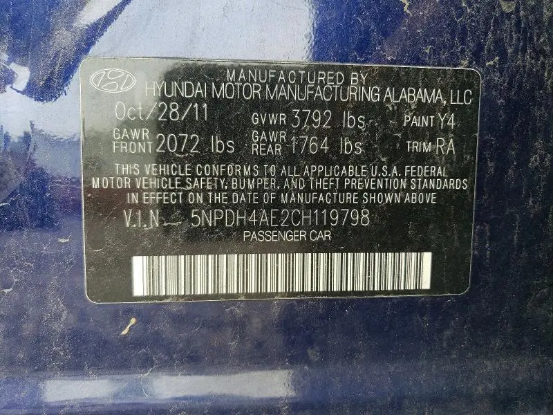 2012 HYUNDAI ELANTRA GLS  