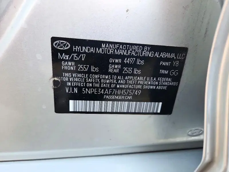2017 HYUNDAI SONATA SPORT  