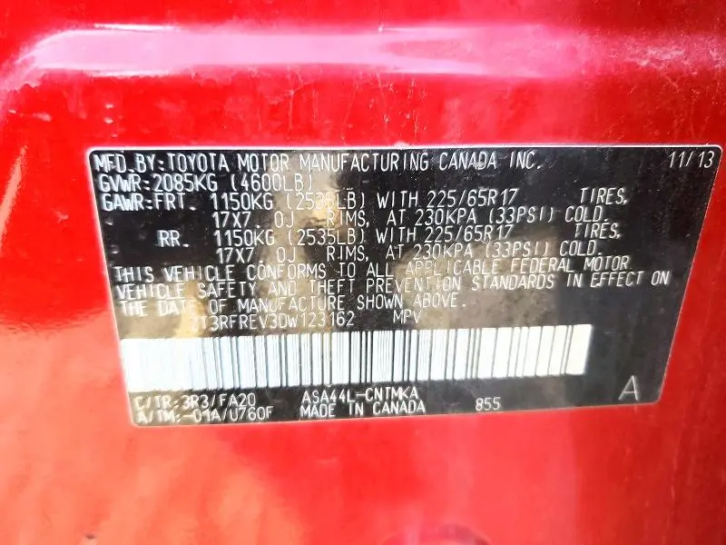 2013 TOYOTA RAV4 XLE  