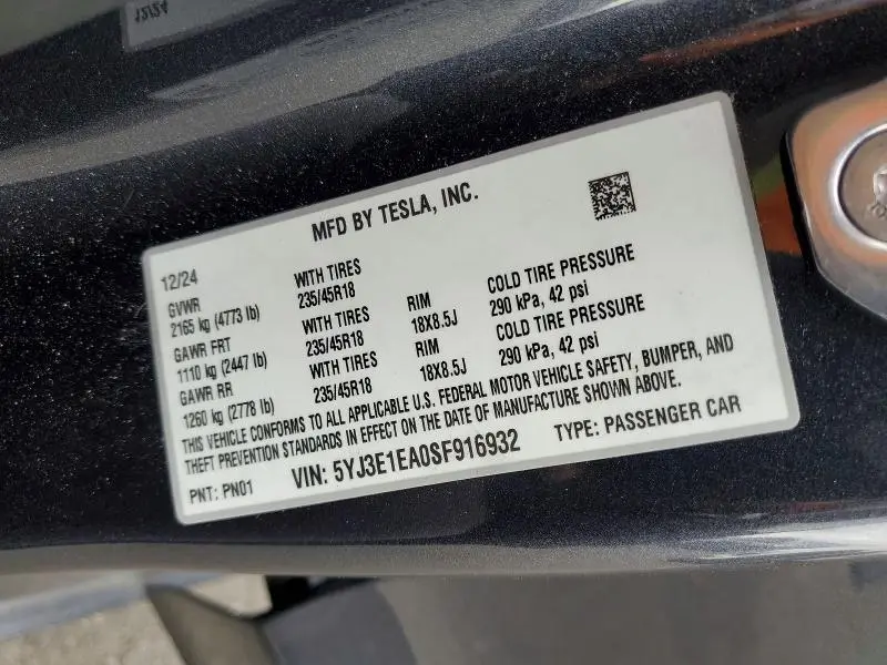 2025 TESLA MODEL 3   