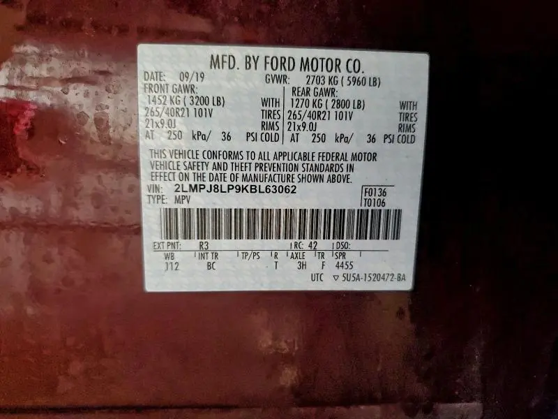 2019 LINCOLN NAUTILUS RESERVE  