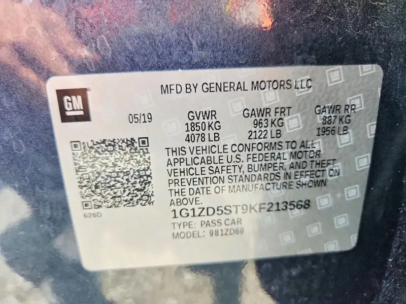 2019 CHEVROLET MALIBU LT  