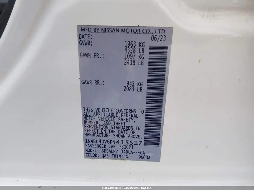 2023 NISSAN ALTIMA SV FWD