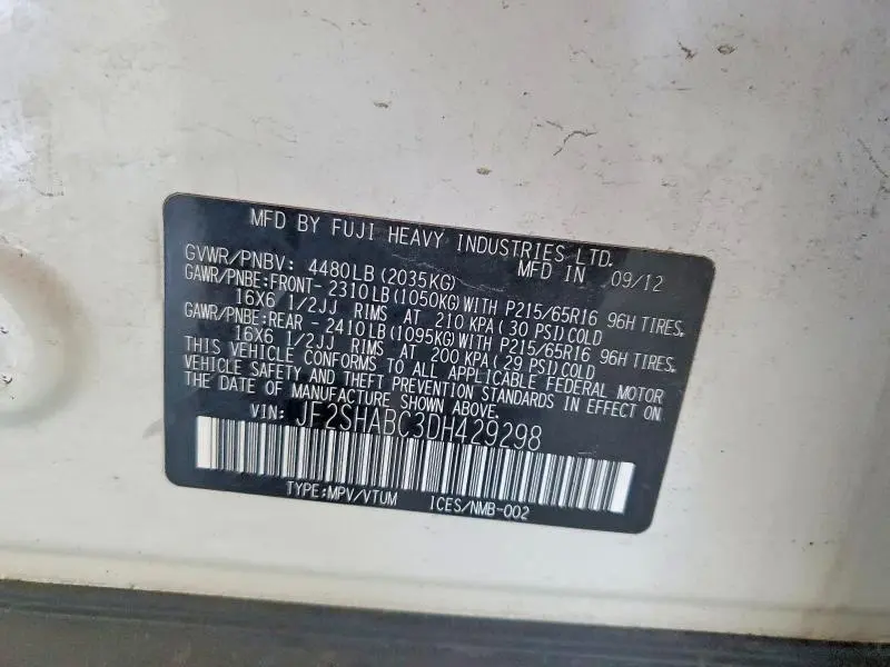 2013 SUBARU FORESTER 2.5X  