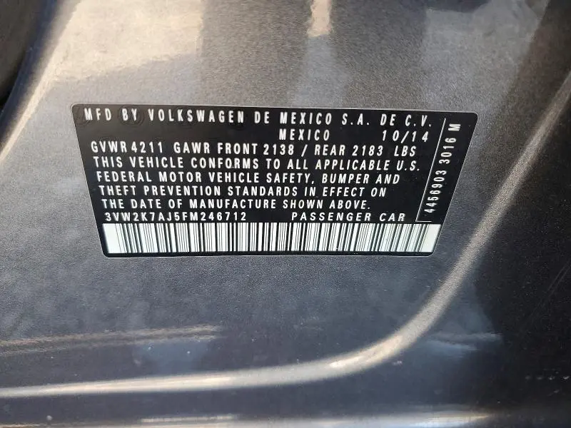 2015 VOLKSWAGEN JETTA BASE  