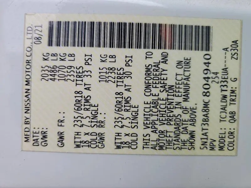 2021 NISSAN ROGUE SV  