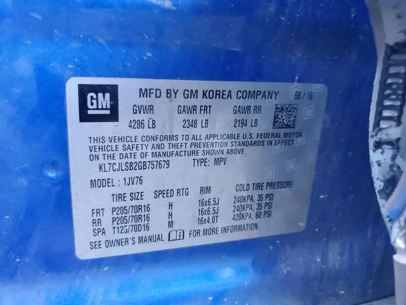 2016 CHEVROLET TRAX 1LT  