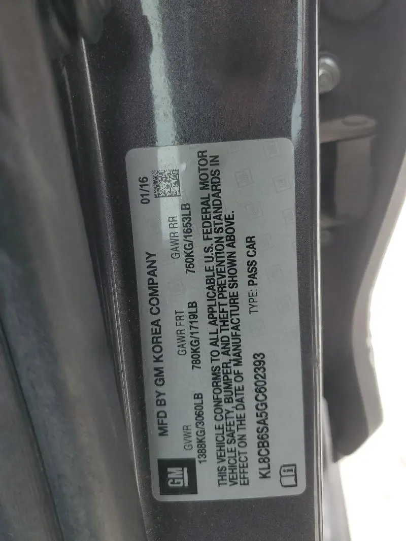 2016 CHEVROLET SPARK LS